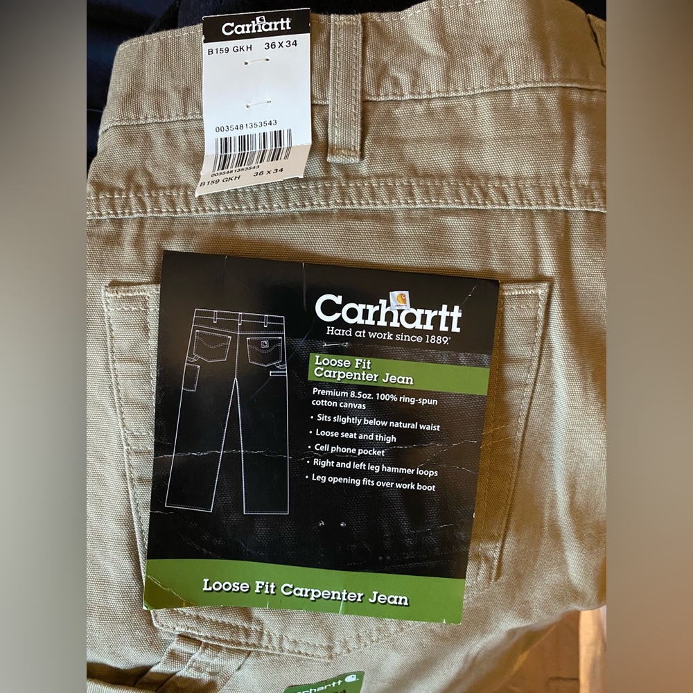 Carhart 36X34 loose fit tan pants